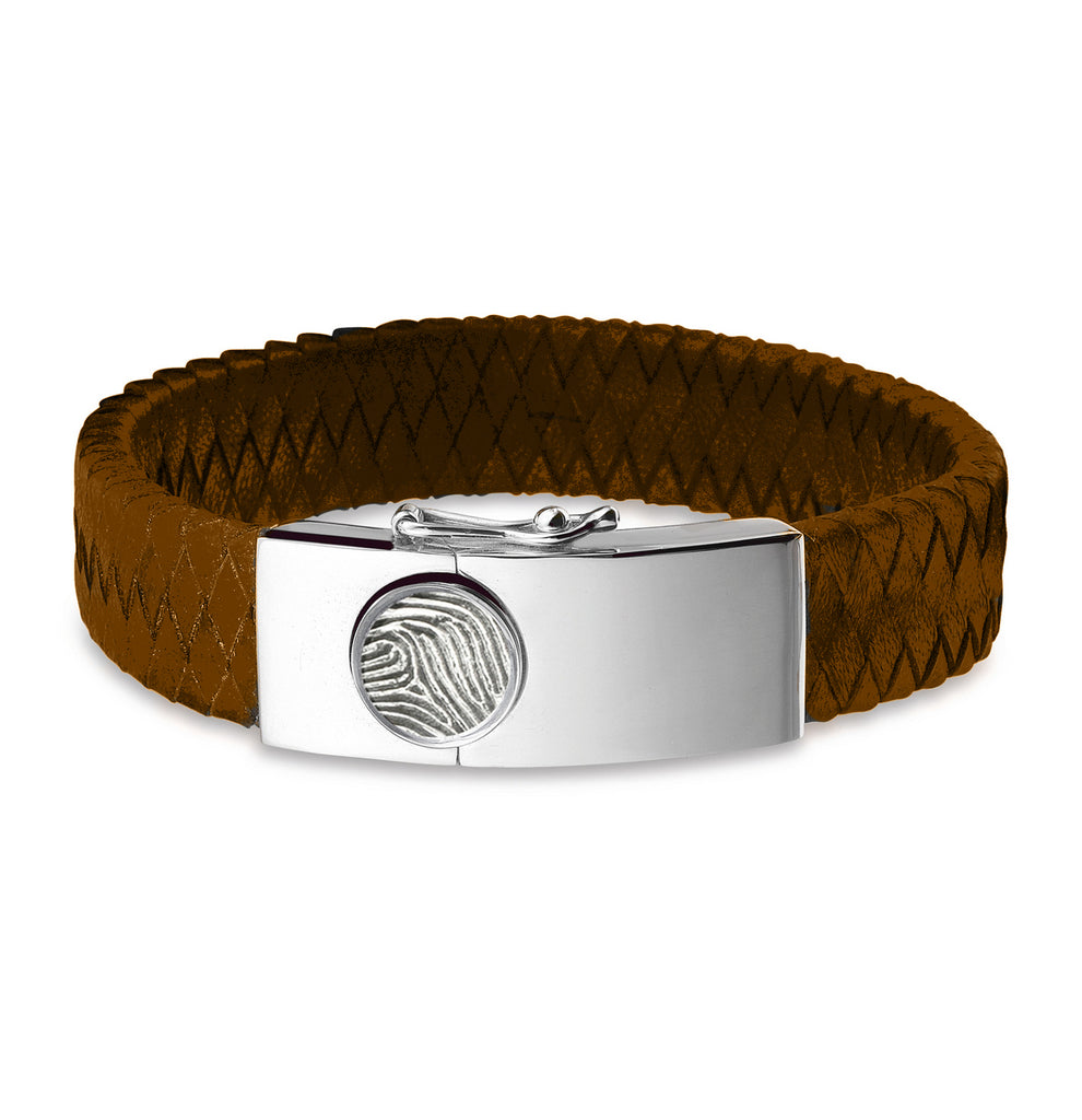 Large Clasp Leather Fingerprint Bracelet